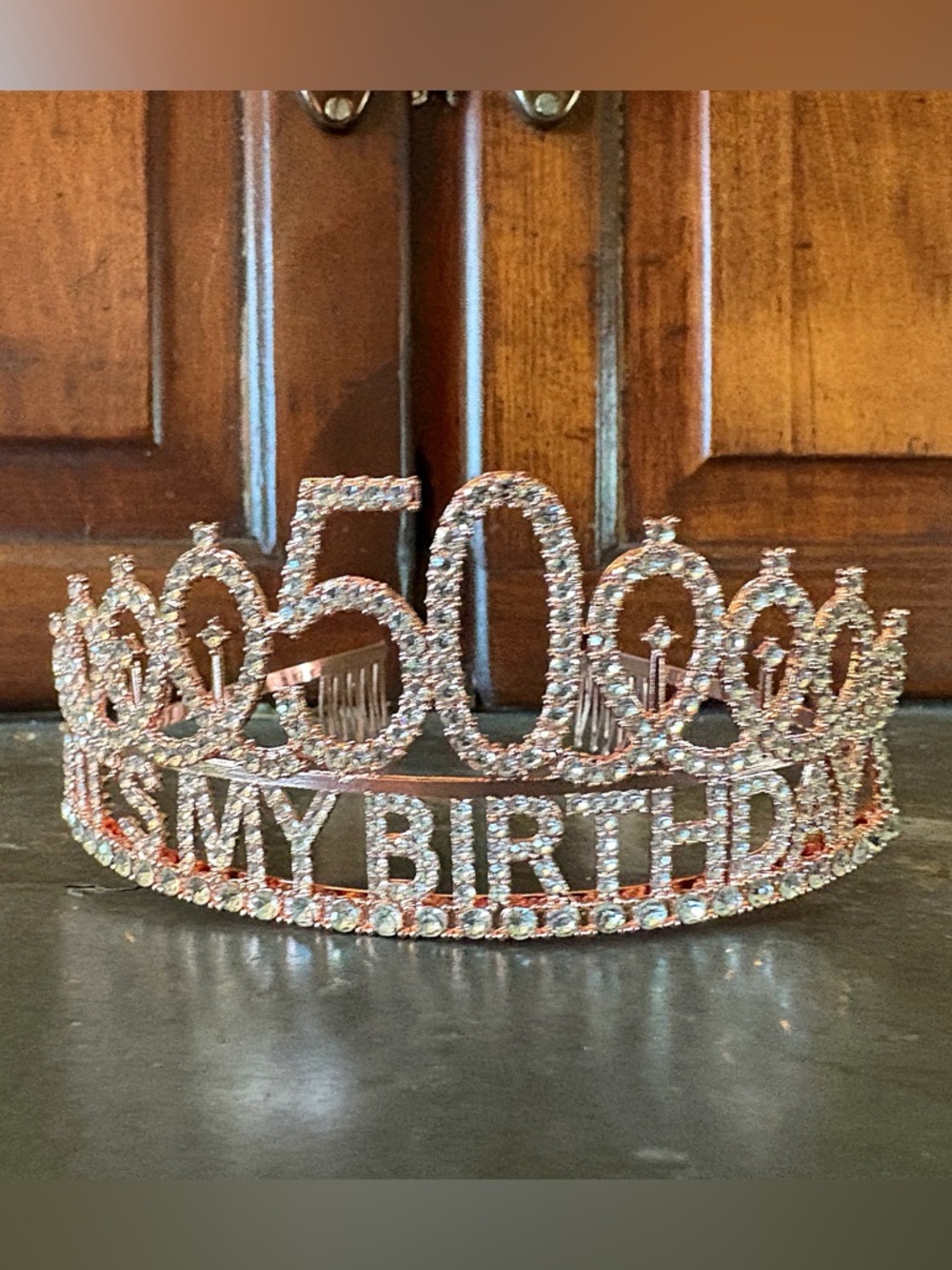 ♥️💖 50th Birthday TIARA & SASH Sparkling ROSE GOLD & RHINESTONES 50 & FABULOUS